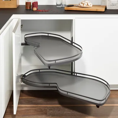 Produktbild von Kesseböhmer LeMans II anthrazit rechts ausschwenkend für Eckschrank mit 60 cm Türbreite und lichter Schrankhöhe von 650 - 800 mm Eckschrankauszüge Schwenkauszug