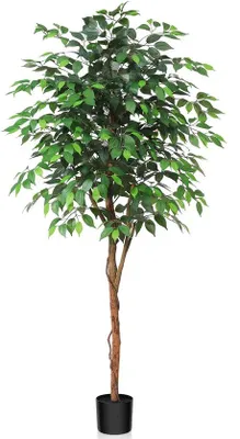 Obrázek produktu pro Umělý fíkus vysoký 180 cm s přírodními kmeny pro výzdobu interiéru