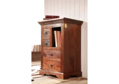 Produktbild von MASSIVMOEBEL24 Kommode Akazie 55x40x80 nougat lackiert OXFORD #503