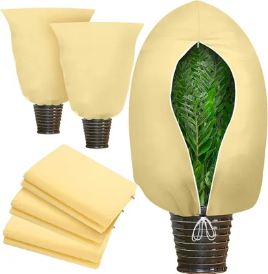 Imagen del producto de Protección para plantas en invierno, resistente al desgarro, transpirable, 80 x 100 cm, juego de 3 unidades, para plantas en macetas
