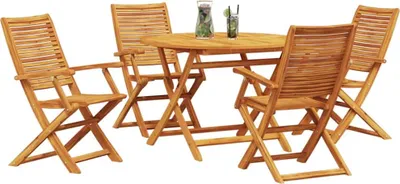 Image de vidaXL Ensemble de jardin 5 pcs brun bois massif acacia