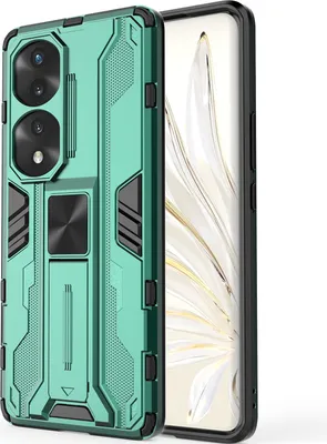 Produktbild von Honor 70 Pro Hülle, Dual Layer PC TPU Bumper Stoßfest Ständer Schutzhülle für Honor 70 Pro Grün