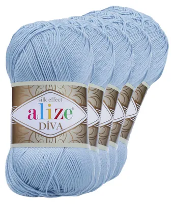 5 x 100g Strickgarn ALIZE DIVA 350 sea blue