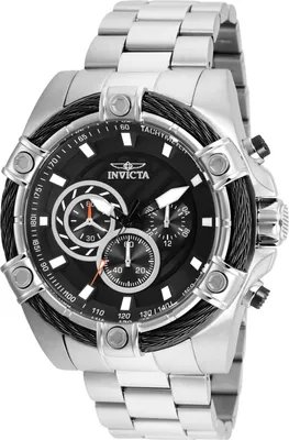 Zdjęcie produktu dla Invicta Bolt 25512 Zegarek Męski - Mechanizm Kwarcowy - Stal Nierdzewna z Czarną Tarcza - 52 mm