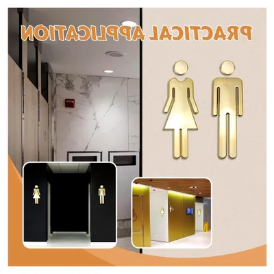 Produktbild von Toilettenschild für Badezimmer, 1 Paar, Herren- und Damensymbole, Aufkleber (Gold, 19,5 cm)