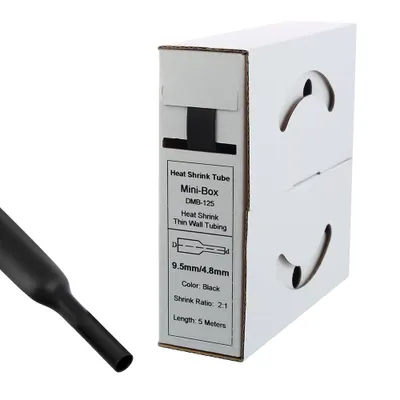 Image de Gaine thermorétractable 5 m 9,5 mm > 4,8 mm noire