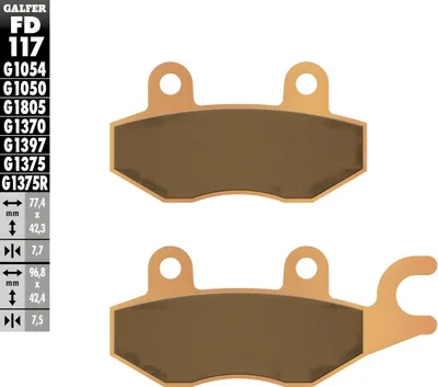 Immagine prodotto di Set pastiglie freno Galfer 2x FD117G1397 in metallo sinterizzato OFFROAD / QUADS anteriori per Yamaha YFM R, Kawasaki KVF Brute Force Realtree Hardwoods KLF Bayou A B