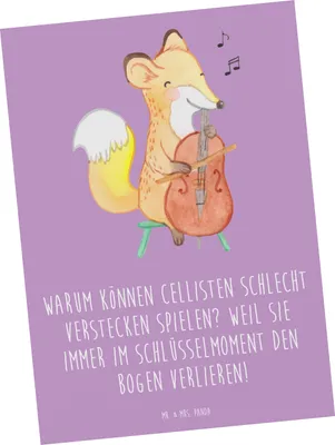 Produktbild von Mr. & Mrs. Panda Postkarte Cello Schlüsselmoment - Lavendeltraum - Geschenk, Instrument, Musik, Solo, Ansichtskarten, bildkarte, Grußkarte, Lernen, Streichinstrument