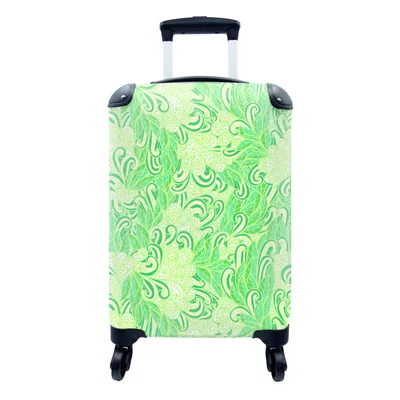 Produktbild von MuchoWow® Koffer Handgepäck Trolley Rollkoffer Kleine Reisekoffer mit 4 Rollen - Muster - Abstrakt - Blätter - Grün - Cabin Size < 55x40x23 cm & 55x40x20 cm - Fotokoffer - Kabinenkoffer - Boardgepäck - Reise-Box - Reisekoffer - Reisegepäck - Koffer mit Bild - Trolley für Kinder