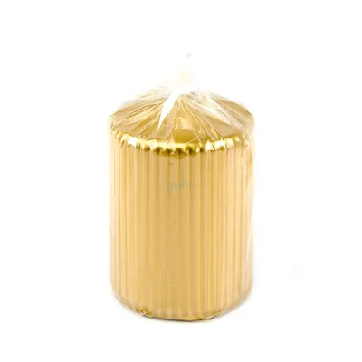 Obrázok produktu pre SVIEČKA VALEC ryhovaná 6,5x12cm perleť ZLATÁ