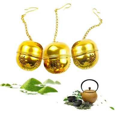 3er-Set Teesiebe aus Edelstahl, gold, 4 cm Ø