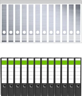 Produktbild von Wallario 12 Stück schmale Ordner inkl. Klebeetiketten mit Motive Muster aus grauen Streifen - Schraffur -  Set mit Rückenschildern / Ordnerrücken Stickern