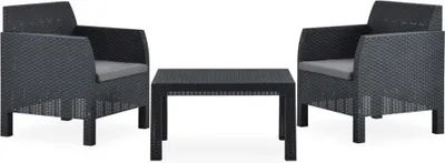 Immagine prodotto di Maison Exclusive - Set da giardino a 3 pezzi con cuscini in rattan PP antracite
