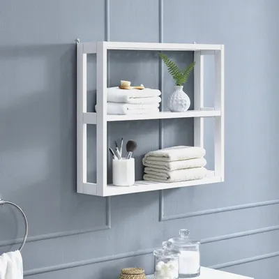 Produktbild von Badezimmerregal Regal Wandregal Badregal Badmöbel Ablage weiß 54x60x15cm