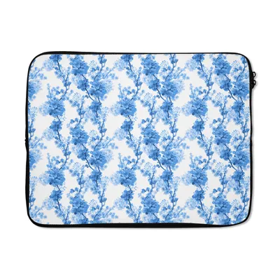 Produktbild von MuchoWow® Laptop Hülle 15 Zoll Blumen - Blau - Hortensie Laptoptasche - Laptoptasche - Sleeve - Rundum-Schutz