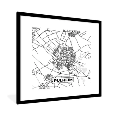 Produktbild von MuchoWow® Gerahmtes Poster Karte - Stadtplan - Pulheim - Karte 40x40 cm - Poster mit Schwarzem Bilderrahmen Wandposter Rahmen Foto Bilder - Poster - Plakat im Rahmen