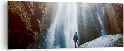 Produktbild von Bild auf Leinwand - Leinwandbild - Berg Wasserfall - 140x50cm - Wand Bild - Wanddeko - Wandbilder - Leinwanddruck - Bilder - Kunstdruck - Wanddekoration - Leinwand bilder - Wandkunst - AB140x50-4093