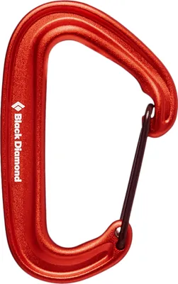 Roter Miniwire Karabiner von Black Diamond; geeignet für Klettern.
