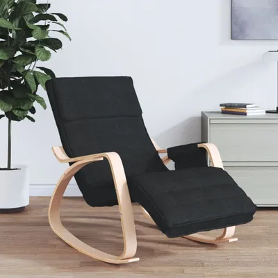 Zdjęcie produktu dla Fotel bujany The Living Store z czarną tkaniną