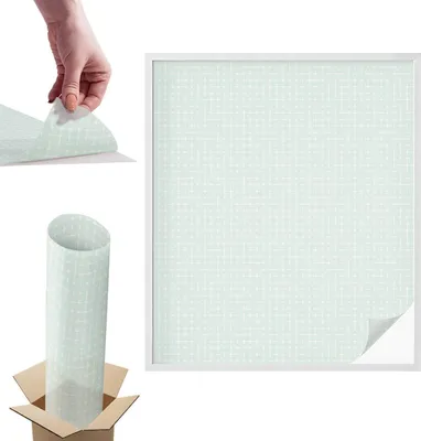 Obrázek produktu pro Vitrážová fólie na okna - 116x100 cm - Vitrážová fólie na okna, dekorativní a neprůhledná - Samolepicí dekorativní skleněná fólie s vitrážovým vzorem - UV ochrana, snadná instalace, dekorace oken - Geometrická symetrie