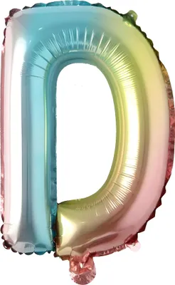 Produktbild von Folienballon Buchstabe D, regenbogen bunt, ca. 40 cm, für Luftbefüllung