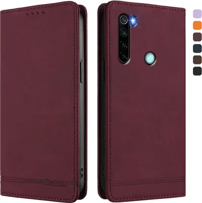 Produktbild von Hülle für Xiaomi Redmi Note 8, Retro Kunstleder Ständer Klapphülle mit Kartenfächer und Magnetische Rot