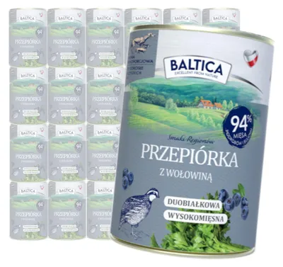 Produktbild von Baltica Wachtel mit Rind 24x400g Duoprotein Getreidefrei Nassfutter für Hunde