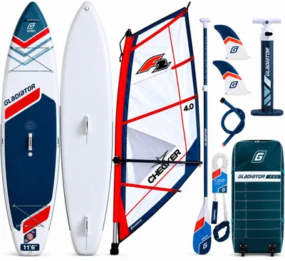 Produktbild von GLADIATOR WindSUP 11'6 F2 Checker 4m² Segel SUP Windsurf Komplettset