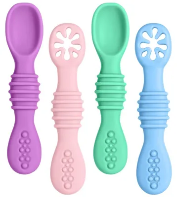 Obrázek produktu pro Dětská lžička na krmení - Měkká silikonová lžička - Bez BPA - Sada 3 kusů