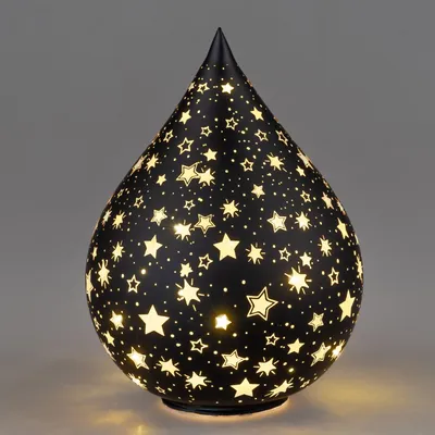 Produktbild von LED Dekoobjekt Tropfen FESTIVAL Sterne H. 24cm schwarz gold Formano W25