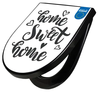 Produktbild von WC Sitz D-Form Schwarz mit Absenkautomatik Motiv Home sweet Home 3 [TDSCH3 13100]