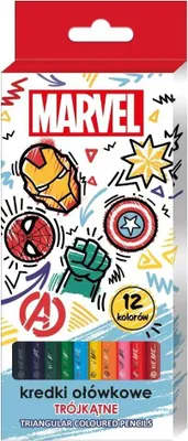 Image de Crayons triangulaires Avengers, 12 couleurs - Beniamin