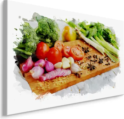 Produktbild von Fabelhafte Canvas LEINWAND BILDER 40x30 cm XXL Kunstdruck Gemüse Brokkoli Tomaten