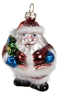 Obrázok produktu pre Clayre & Eef Vianočná visačka Father Christmas 8 cm červené sklo