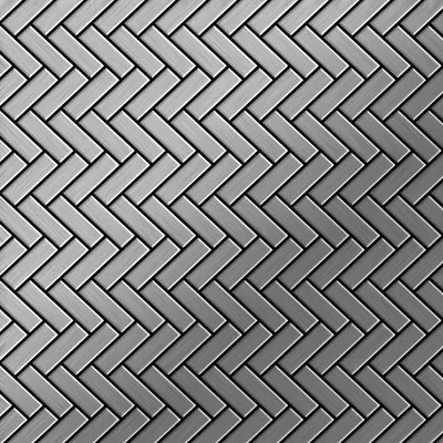 Produktbild von Mosaik Fliese massiv Metall Edelstahl marine gebürstet grau Herringbone-S-S-MB