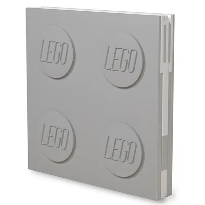 Produktbild von LEGO - verschließbares Notizbuch mit Gelstift (15,8 x 2 x 15,8cm), Farbe:grau