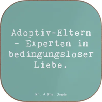Produktbild von Mr. & Mrs. Panda Tischschoner Spruch Adoptiveltern Liebe - Meeresbrise - Geschenk, Geschenke, Untersetzer Gläser, Coaster, Tassenuntersetzer, bedingungslose, Glück, für