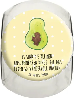 Produktbild von Mr. & Mrs. Panda Kaffeedose Avocado Kern L 870ml - Gelb Pastell - Geschenk, Wunder, Liebe, Dekoglas, Bonboniere, Teedose, Vorratsbehälter, Pflanze, Spruch Leben