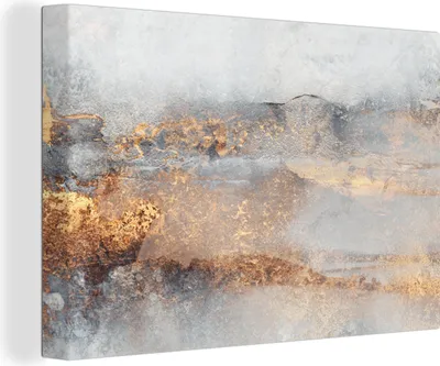 Zdjęcie produktu dla OneMillionCanvasses® - Obraz na płótnie - Sztuka ścienna na płótnie - Mgła - Złoto - Abstrakcja - 150x100cm - Fotografia na płótnie -