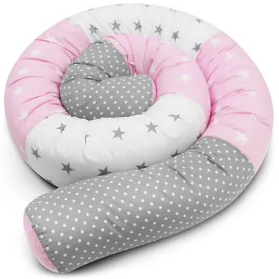 Produktbild von Amilian Bettschlange 210cm – Nestchenschlange für Babybett, Nestchen, Bettumrandung & Kantenschutz – Seitenschläferkissen – Bettrolle - Kopfschutz