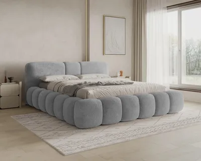 Produktbild von Chilly Möbel Design Bett Bianco - Komfort Polsterbett mit Bettkasten, Metallrahmen, Stauraum und gepolstertem Kopfteil 200x200 cm / Monte / Dunkelgrau