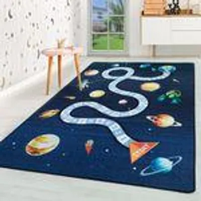 Produktbild von Homebyhome Kinderteppich Weltraum Design Jungen Teppich Mädchen, Spielteppich Kinderzimmer Teppich, Robust, Grösse: 120x170 cm