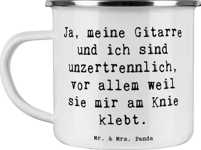 Produktbild von Mr. & Mrs. Panda Teetasse Spruch Gitarre Freund - Weiß - Geschenk, Musiker, Abenteuer, becher emaille, Freiheit, Lernen, Instrument, Tasse, Elektrisch, Pott, Liebe, Musik