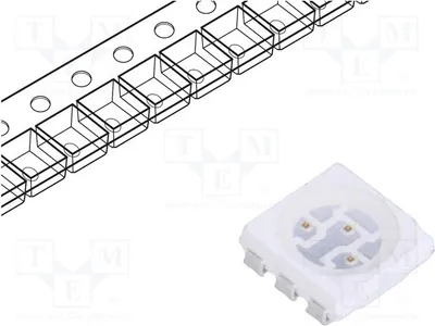 Immagine prodotto di 5 LED 5050, PLCC6, 6 lm, giallo, SMD, 810÷2500 mcd, 5,4x5x1,5 mm, 120°, FYLS-5050PUY3C, diodo LED