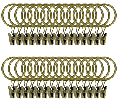 Imagen del producto de 30 anillas para cortinas con clips, en color bronce