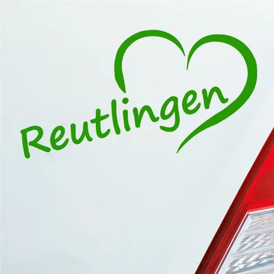 Produktbild von Auto Aufkleber Reutlingen Herz Stadt City Love Liebe 15,5x8 cm Hellgrün Sticker Heckscheibenaufkleber