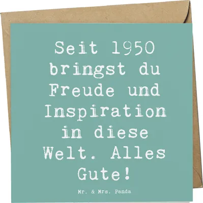 Produktbild von Mr. & Mrs. Panda Klappkarte Spruch 1950 Geburtstag - Meeresbrise - Geschenk, Happy Birthday, doppelkarte, anlasskarte, Alter, Glückwunschkarte, Grußkarte, Feier