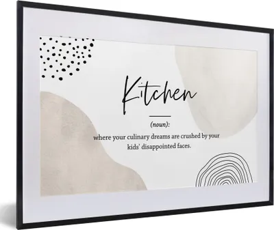 Produktbild von MuchoWow® Gerahmtes Poster Sprichwörter - Definition Küche - Zitate - Küche - Wörterbuch 60x40 cm - Poster mit Schwarzem Bilderrahmen Wandposter Rahmen Foto Bilder - Schlafzimmer - Plakat in Rahmen - Drucken