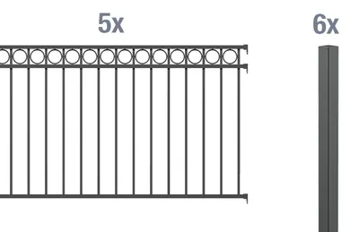 Zdjęcie produktu dla Alberts 509477 Kompletny zestaw ogrodzeniowy Circle, do zabetonowania, antracyt, wysokość 120 cm, długość 10 m