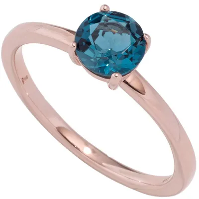 Produktbild von Solitär Ring Damenring mit Blautopas Topas London blue 585 Gold Rotgold Damen Innenumfang 56mm Ø17.8mm